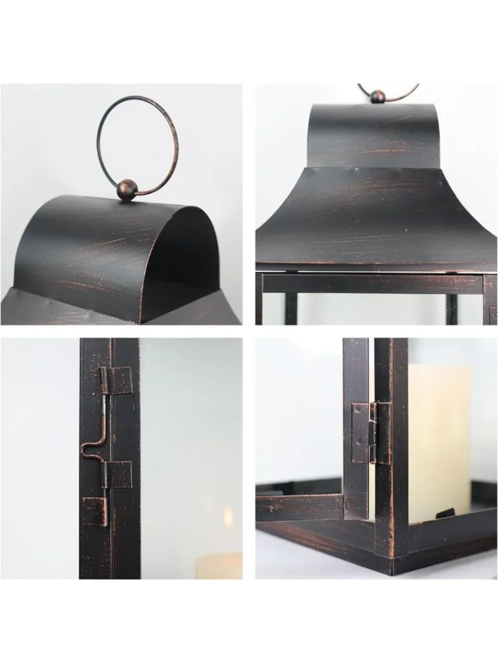 Large Decorative Lanterns for Indoor & Outdoor, Vintage Metal Candle Holders